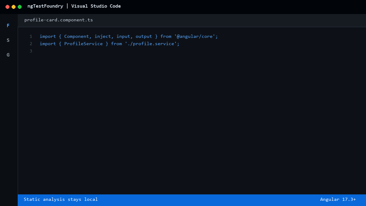 ngTestFoundry generating an Angular TestBed spec in VS Code